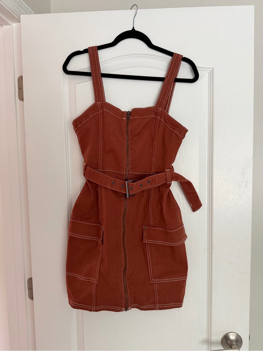 Divided Rust Orange Utility Belted Mini Dress